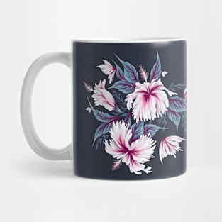 Hibiscus Butterflies - Light Blue Pink Mug